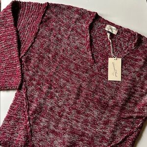 Universal Thread Marled V-Neck Pullover Sweater - Burgundy Raspberry Cream Small